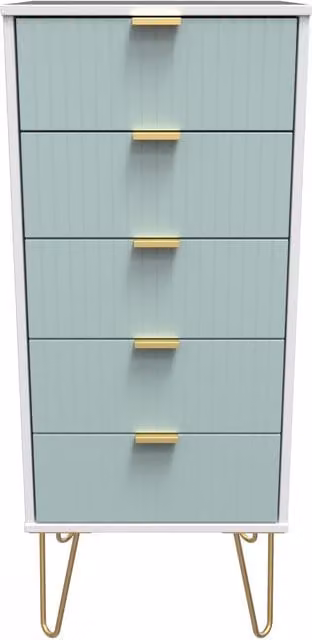 2 U Bexley 5 Drawer Tall Bedside Chest in Duck Egg Blue