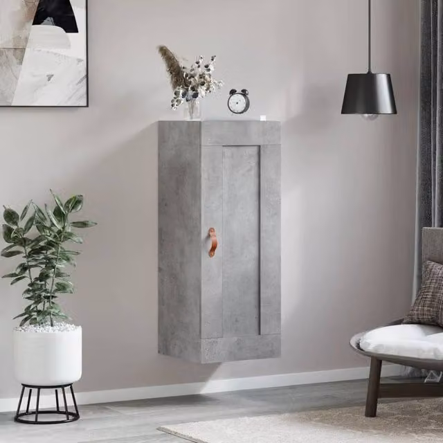 Berkfield Home Wall Mounted Cabinet in Concrete Grey, W/D/H: 34.5 x 34 x 90 cm – 1