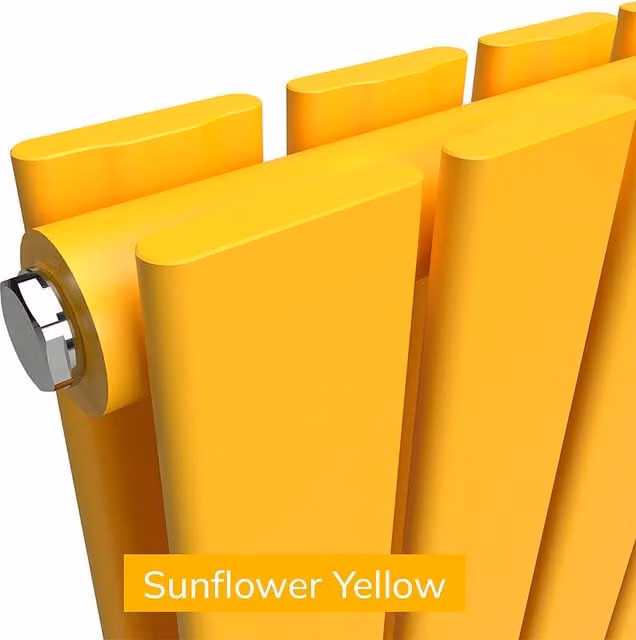 Lux Heat Flat Coloured Vertical Double Radiator in Sunflower Yellow, H: 160 cm, W: 56 cm