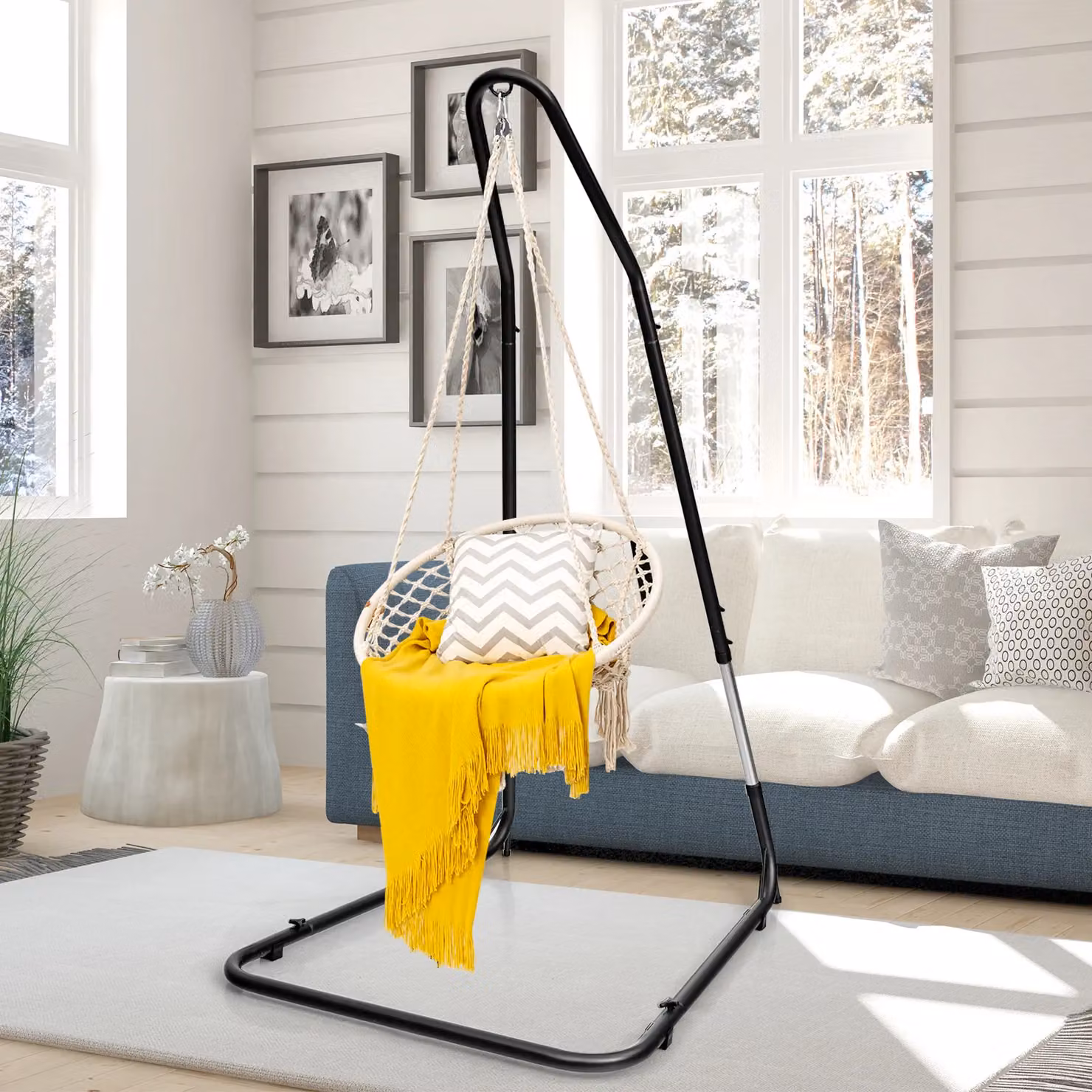 Costway Heavy Duty C-stand Egg Chair Hammock Frame in Black – 2