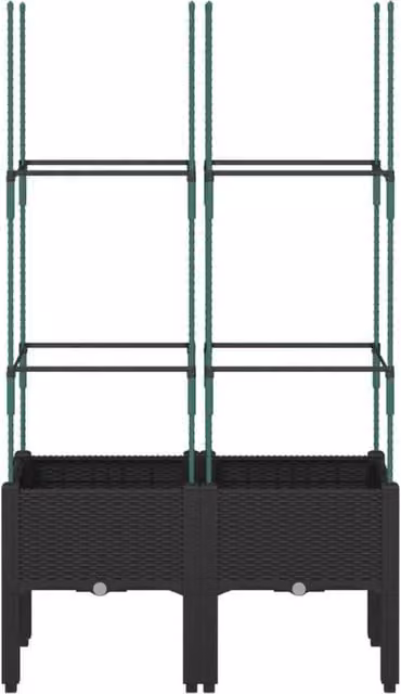 Berkfield Home Garden Planter with Trellis in Black, W/D/H: 80 x 40 x 142.5 cm
