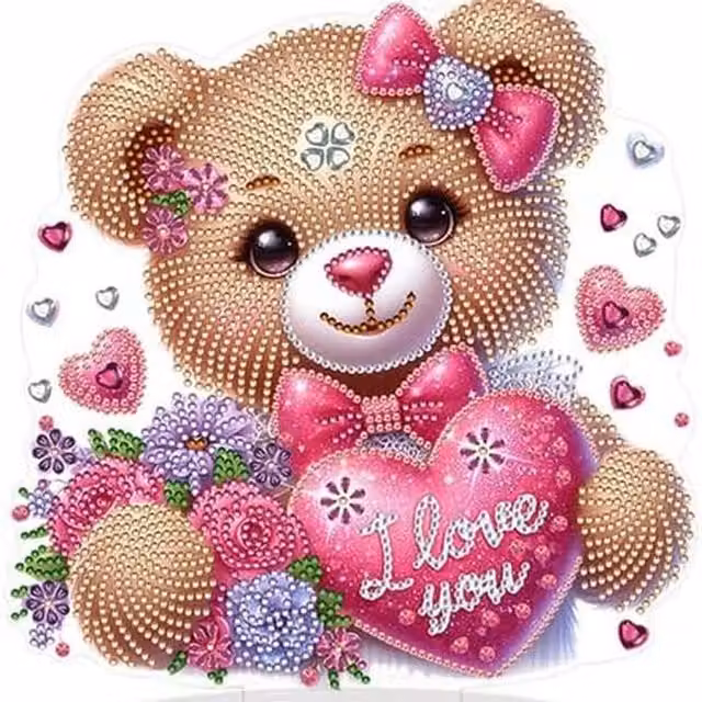 Syntego Teddy Bear Diamond Painting Kit in Purple and Multicolour