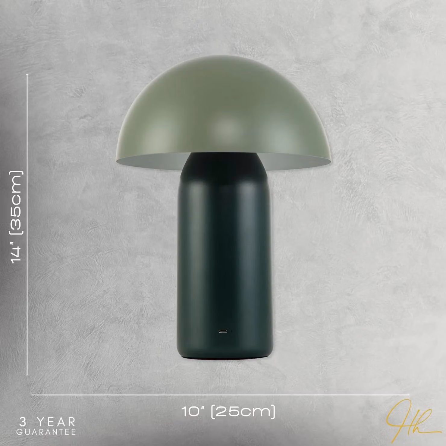 Happy Homewares Modern Rechargeable Mushroom Table Lamp with Touch Dimmer in Green, Height: 35.56 cm – 6
