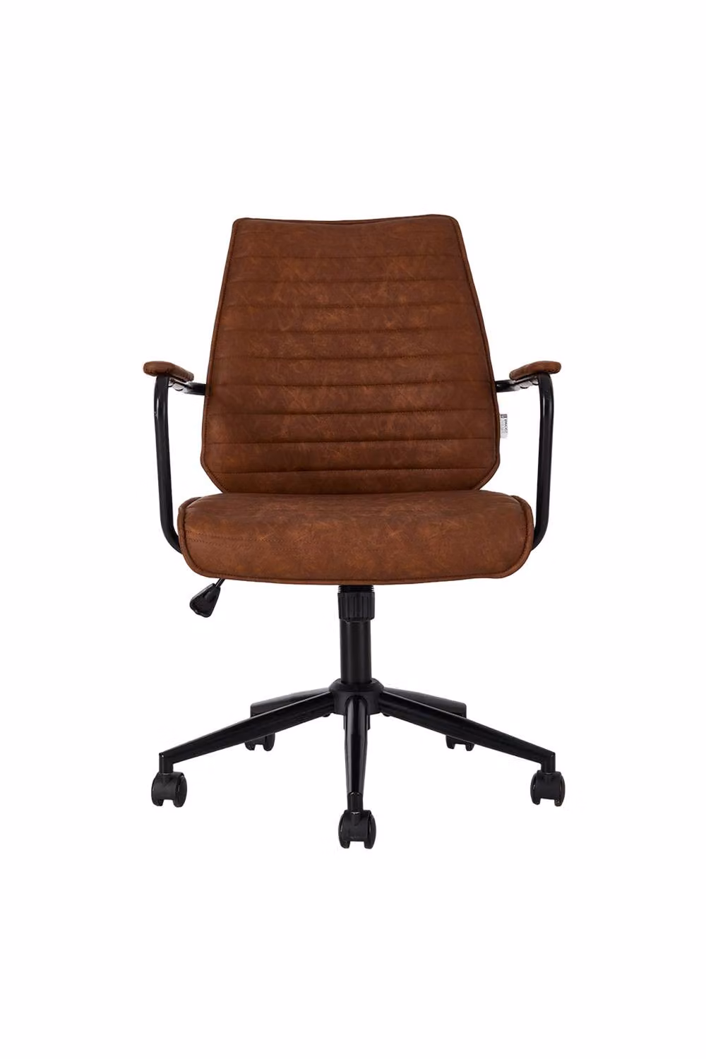 Living and Home Swivel and Height Adjustable Brown Synthetic Leather Office and Vanity Chair with High Back – 2