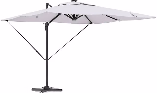 Berkfield Home Roma Modern Cantilever Parasol with LEDs, White Aluminium, W/D/H: 286 x 285 x 270 cm