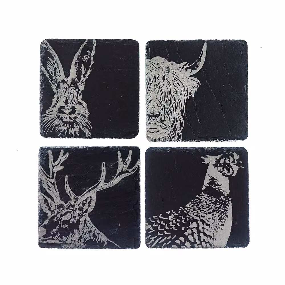 Selbrae House Set of 4 Square Slate Coasters in Grey – 3