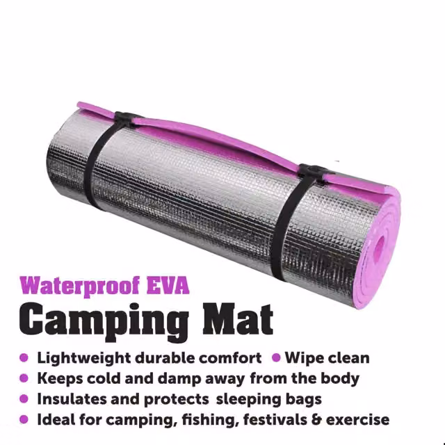 MANTRARAJ Pink Waterproof EVA Foam Camping Mat, Large Insulated Roll Up Yoga Mat – 2