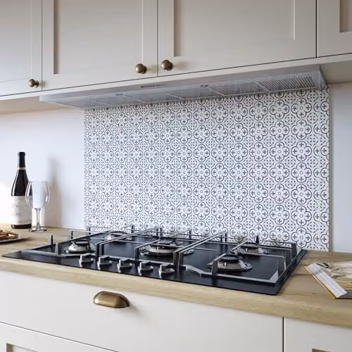 Bushboard Florence Tile Look Aluminium Kitchen Hob Splashback Panel, W: 900 mm, H: 800 mm