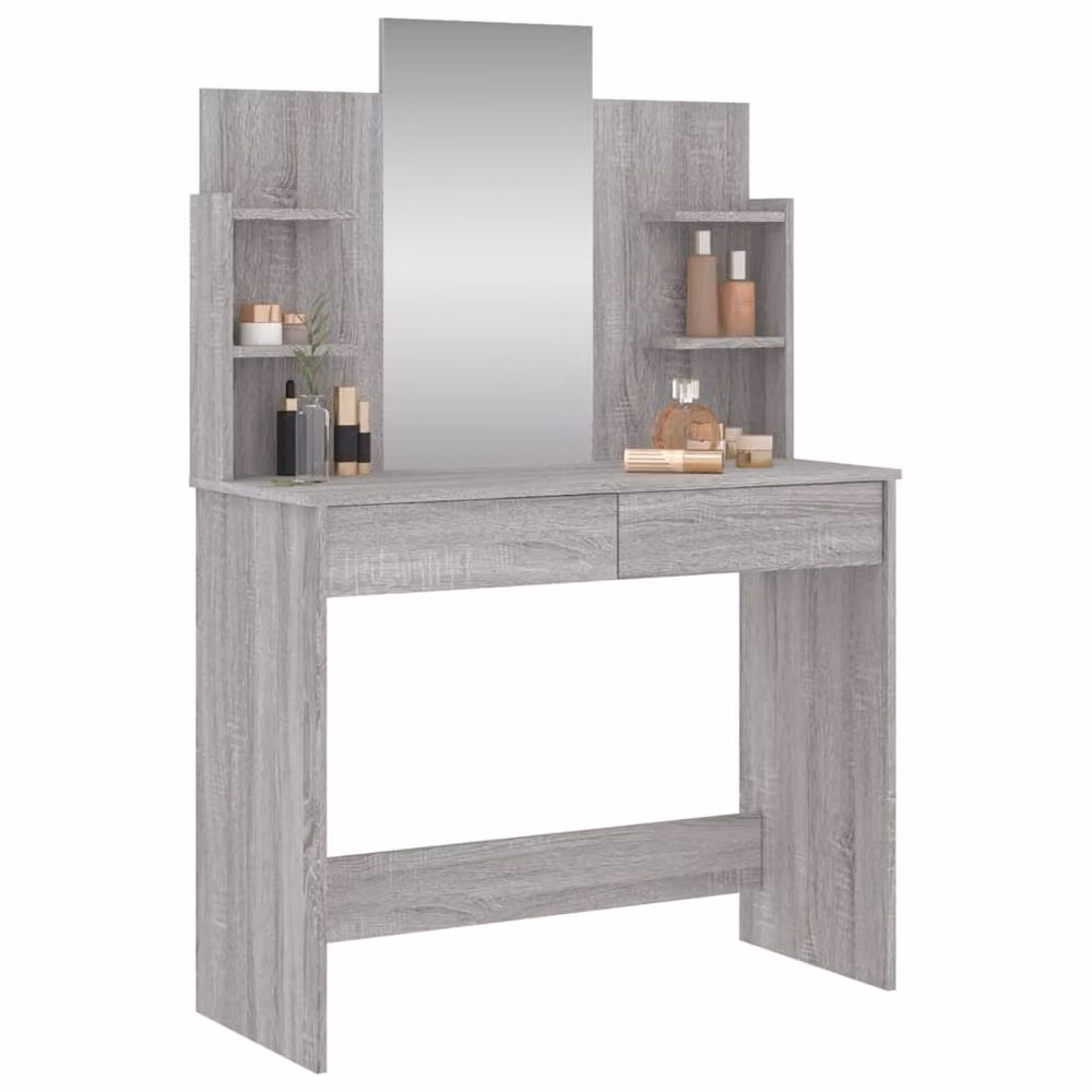 Berkfield Home Dressing Table with Mirror in Grey Sonoma, W/D/H: 96 x 39 x 142 cm – 3