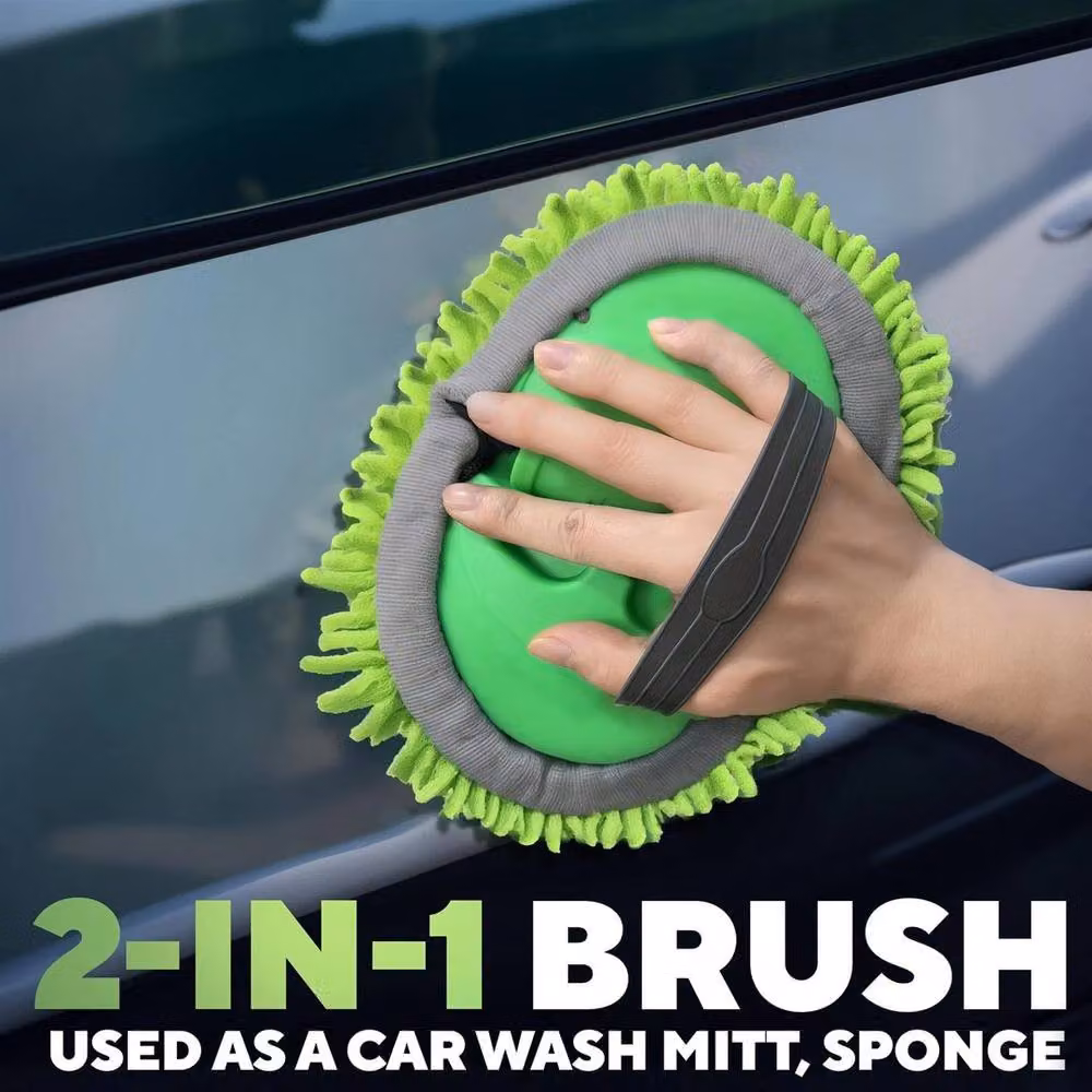 EONLION Microfibre Mop and Cleaning Brush Wash Kit with Telescopic Handle, Green, Length: 100 cm – 3