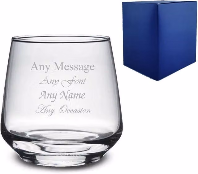 Uniqueful Personalised Tall Whiskey Tumbler Glass, Clear, 345ml – 1