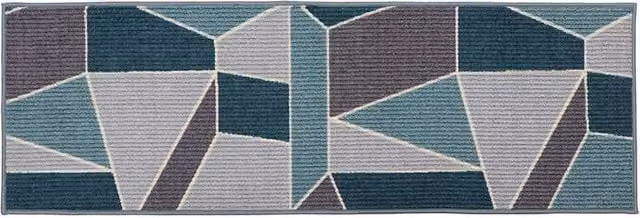 JVL Fiora Machine Washable Non-Slip Runner Mat, Blue, W/D/H: 50 x 150 cm – 1