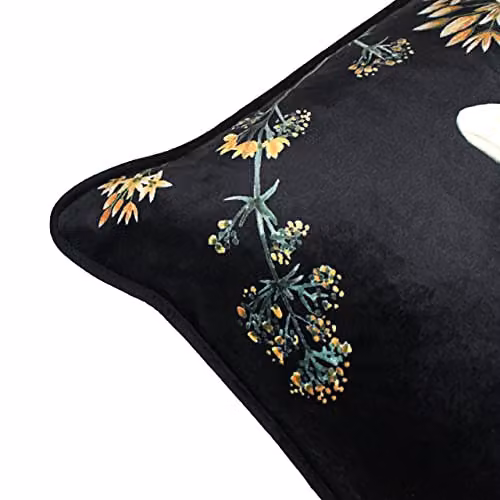 Evans Lichfield Midnight Garden Bee Printed Velvet Cushion in Black and Multicolour, W/D/H: 43 x 43 x 43 cm – 3