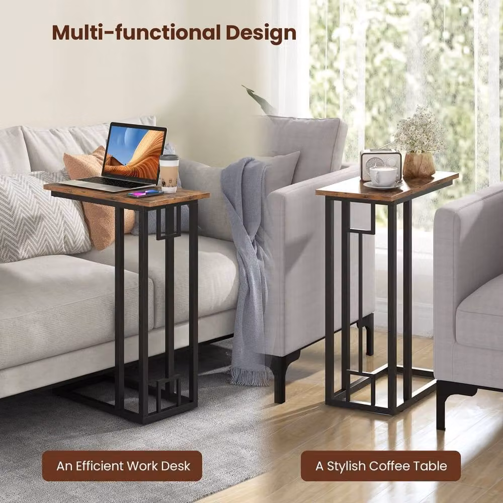 Costway C-Shaped Side Table in Brown – 4
