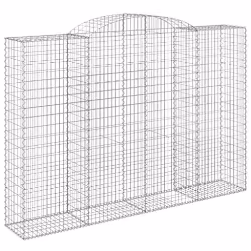 vidaXL Set of 3 Arched Gabion Baskets in Silver Galvanised Steel, W/D/H: 300 x 50 x 200/220 cm