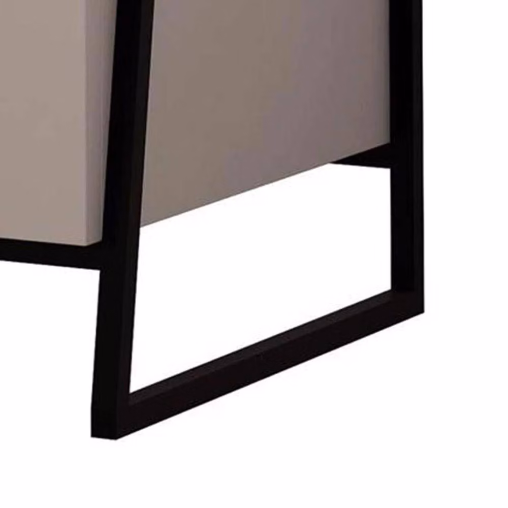 VOGREX Modern 1 Drawer Nightstand with Black Metal Frame in Grey – 3