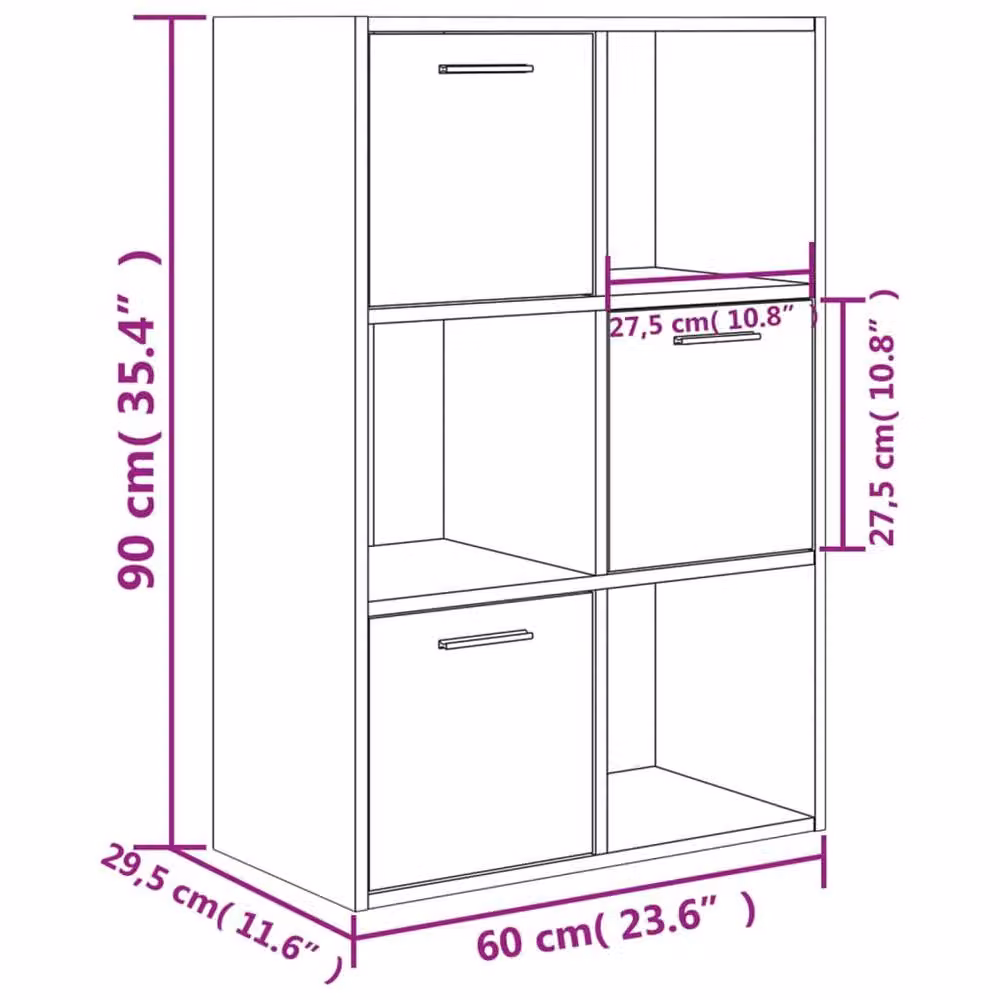 Berkfield Home Storage Cabinet in Sonoma Oak, Light Tan, W/D/H: 60 x 29.5 x 90 cm – 3