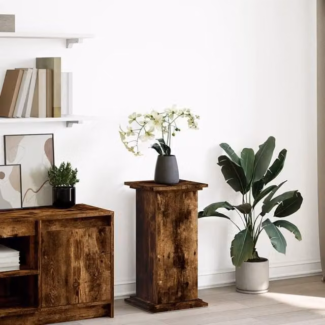 Berkfield Home Display Stand with Storage in Smoked Oak Brown, W/D/H: 31 x 30 x 60 cm – 1