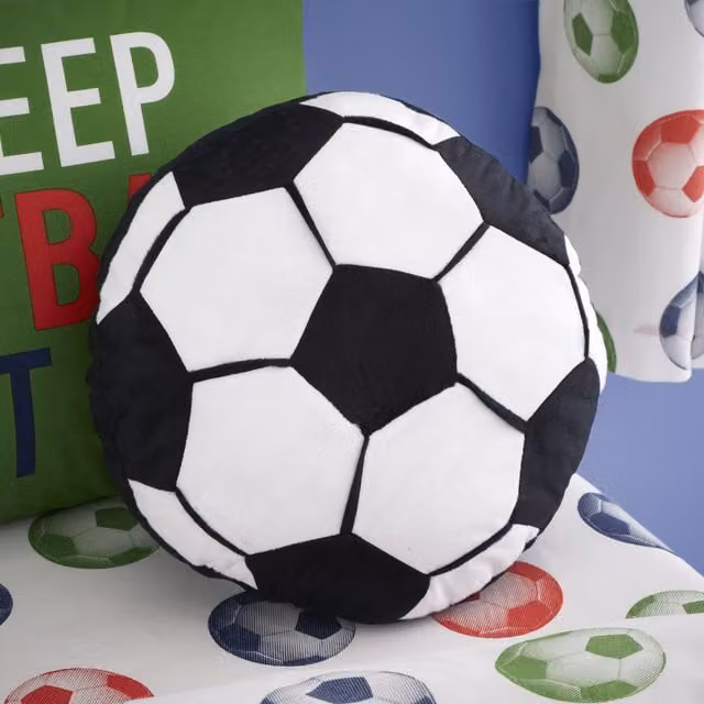 Catherine Lansfield It's a Goal Shaped Cushion, Black and White, W/D/H: 40 x 40 x 40 cm – 1