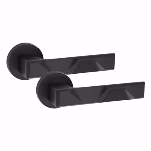 Golden Grace Nova Door Handles on Round Rose, Matt Black Finish