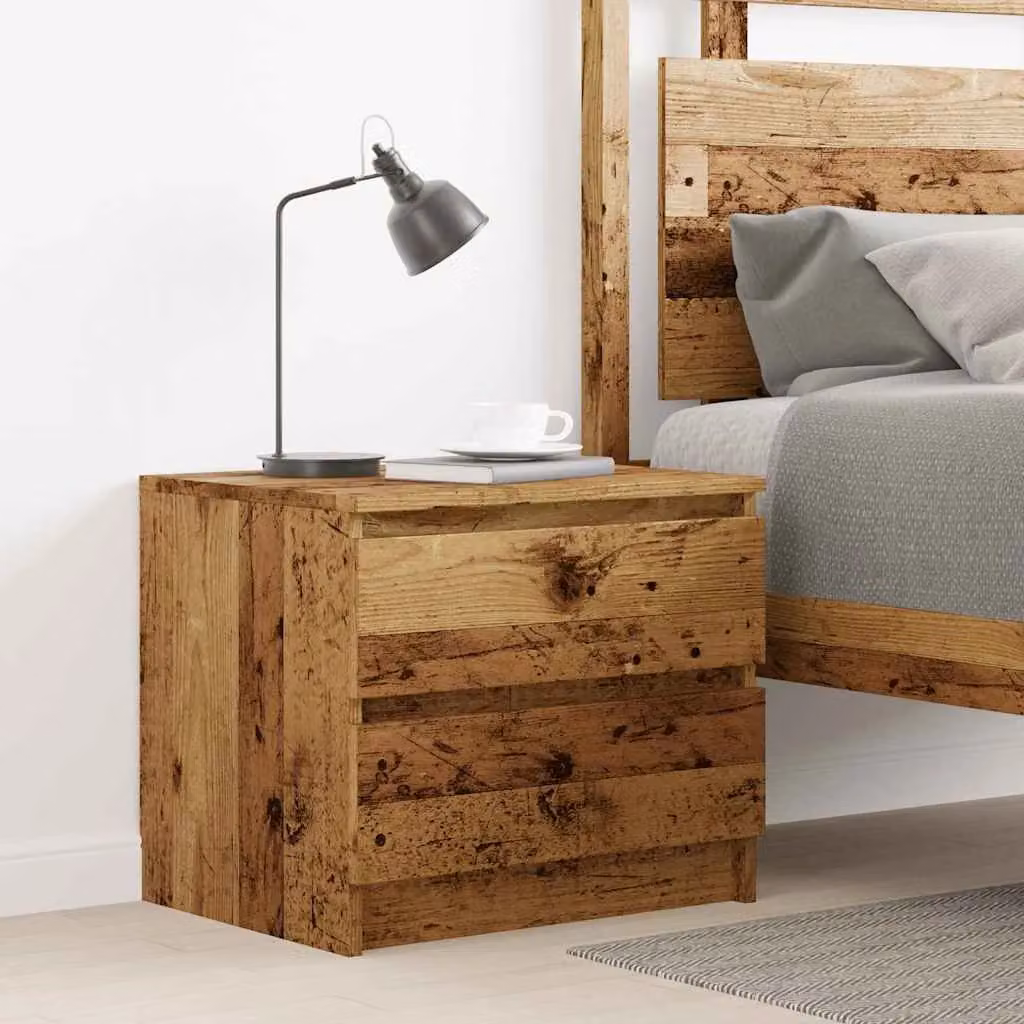Berkfield Home Bedside Cabinet in Brown Old Wood, W/D/H: 50 x 40 x 43.5 cm – 3