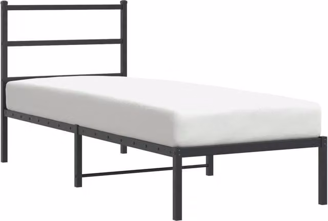 Berkfield Home Metal Bed Frame with Headboard in Black, W: 75 cm, L: 190 cm – 1