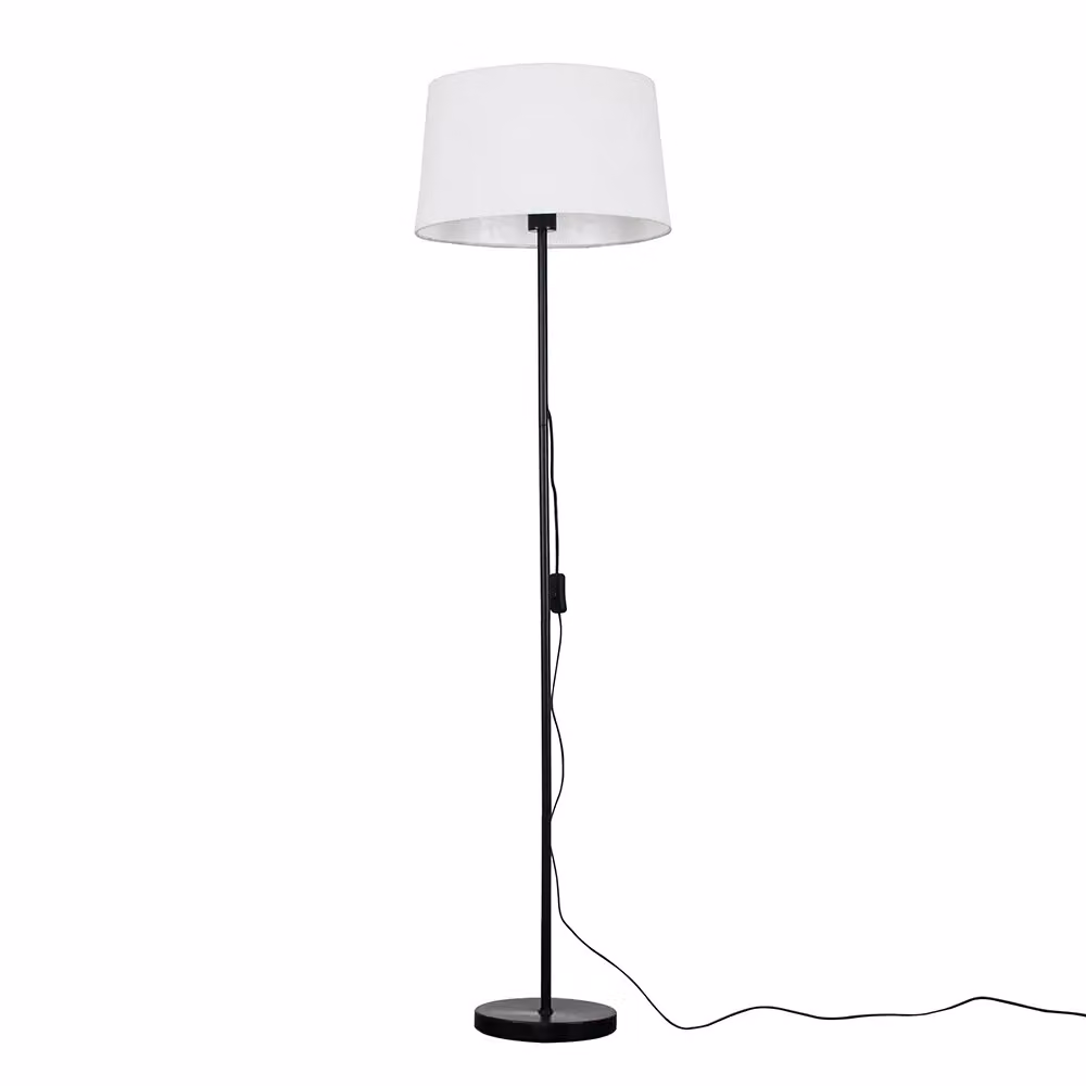 ValueLights Charlie Modern White Fabric Cylinder Floor Lamp H 147 cm x W 40 cm – 1