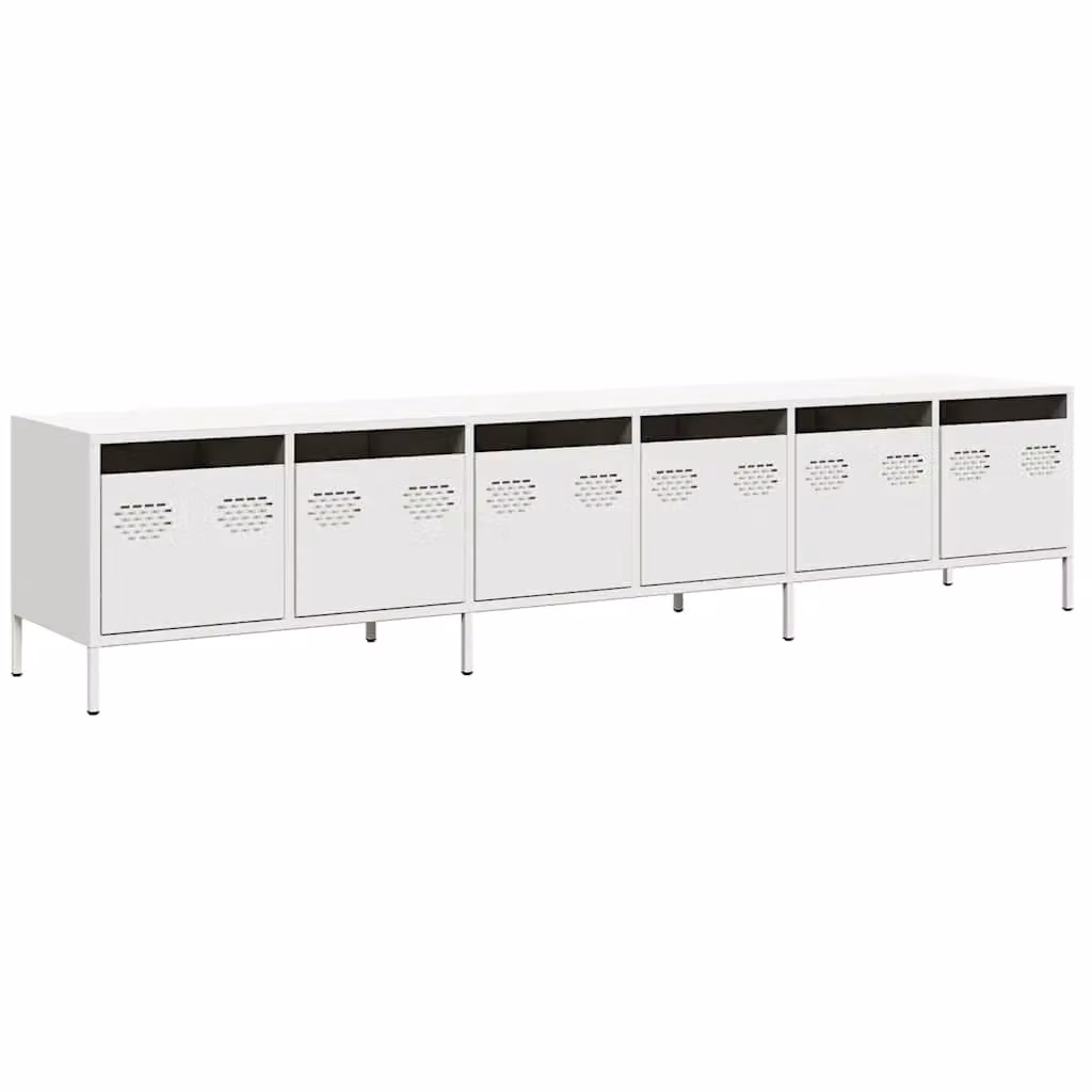Berkfield Home Modern White Metal TV Cabinet W: 202 cm, D: 39 cm, H: 43.5 cm – 2