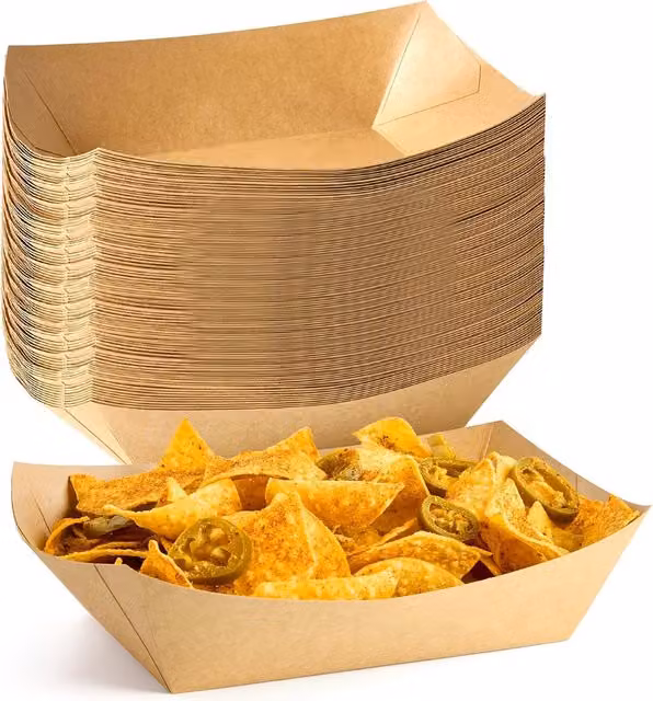 ECONX Brown Kraft Paper Disposable Food Trays, Pack of 50