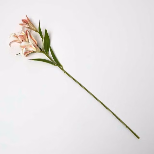 Homescapes Artificial Lilium Auratum Lily Stem in White and Pink, Height: 80 cm