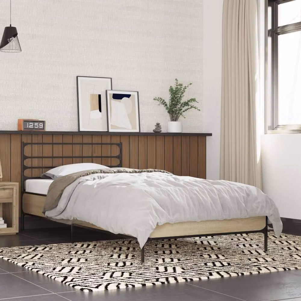 Berkfield Home Sonoma Oak Small Single Bed Frame in Light Oak, W/D/H: 75 x 190 cm – 2