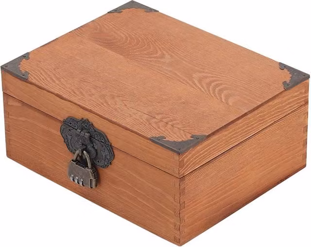 Garden Sanctuary Lockable Solid Pine Wood Keepsake Box in Brown, W/D/H: 25.0 x 11.0 x 11.0 cm – 1