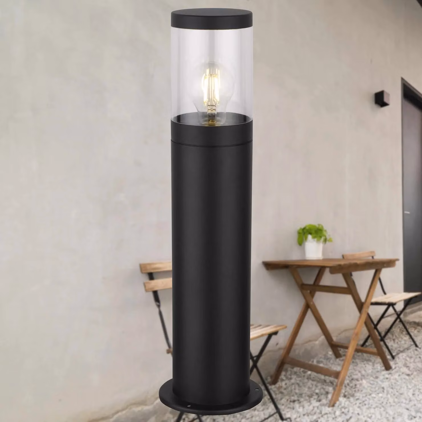 First Choice Lighting Storm Black IP44 Outdoor LED Post Light with Transparent Glass, Height: 50 cm – 4