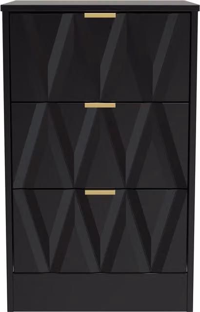 Ready Assembled 2 U Washington 3 Drawer Bedside Cabinet in True Black