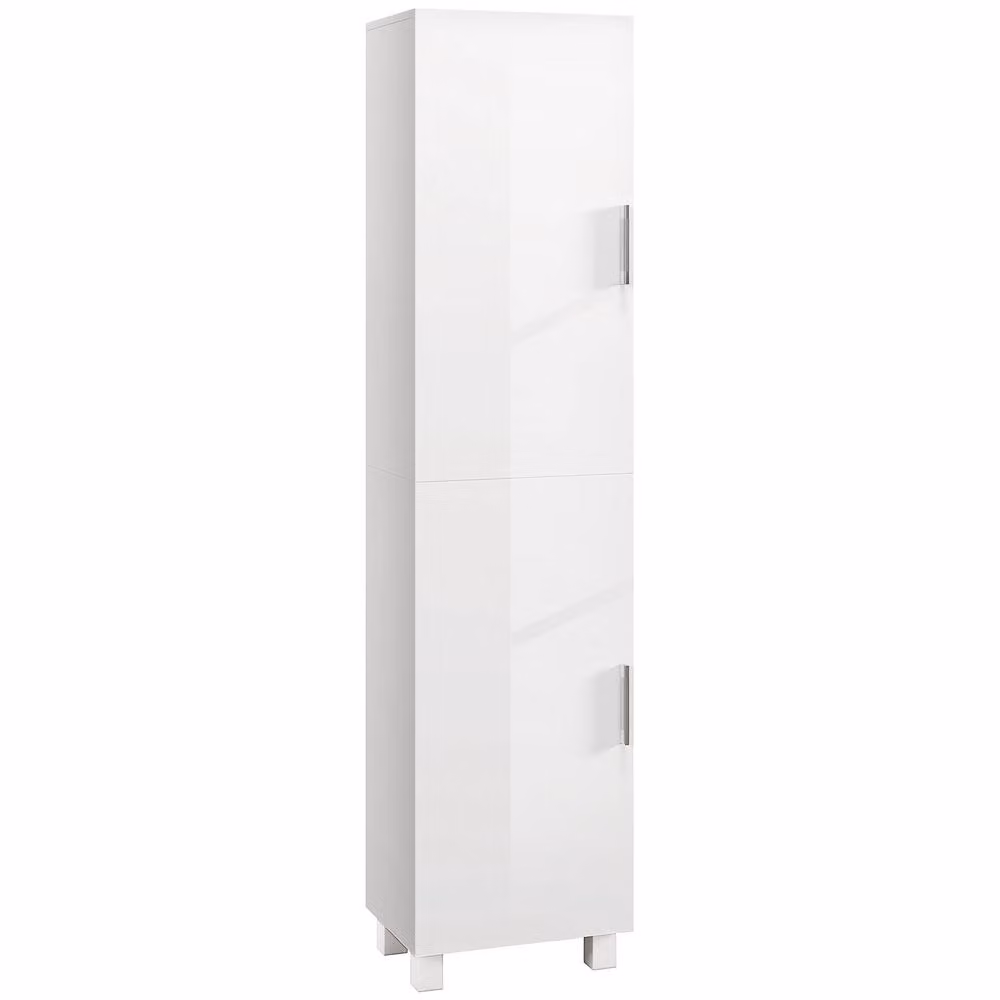 ERGOVEXA Tall White Glossy Bathroom Cabinet with Hinged Doors and Internal Shelves, H 167.5 x W 30.0 x D 30.0 cm – 2