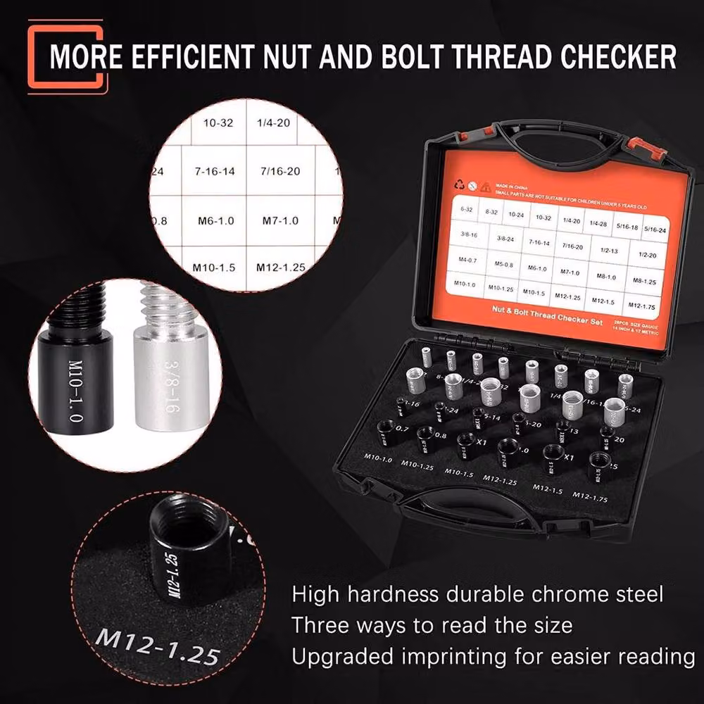 FLAVORA 44-Piece Thread Checker Gauge Set in Black – 5