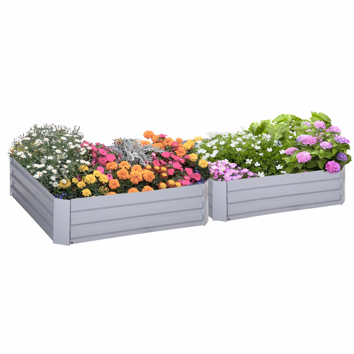 Outsunny Set of 2 Galvanised Steel Raised Garden Beds in Silver and Grey – 2
