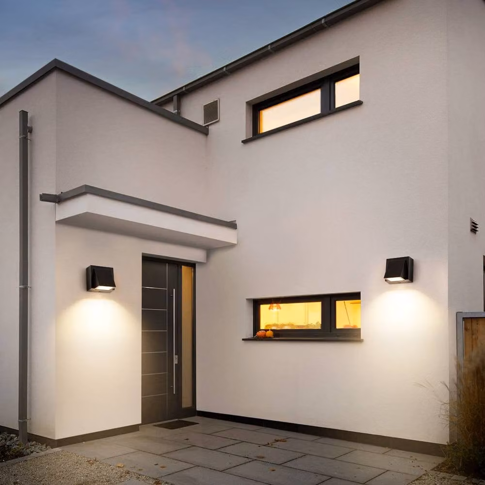 Pheashine 2 Pack Black Modern LED Outdoor Wall Light, 5W 3000K Warm White – 5