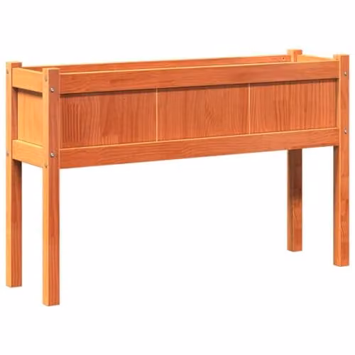 vidaXL Garden Planter with Legs in Waxed Brown Solid Pine Wood, W/D/H: 110 x 31 x 70 cm