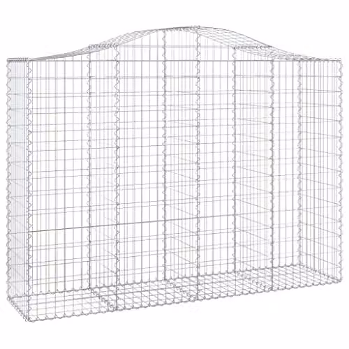 vidaXL 7-Piece Arched Gabion Baskets in Silver Galvanised Steel, W/D/H: 200 x 50 x 140/160 cm – 1