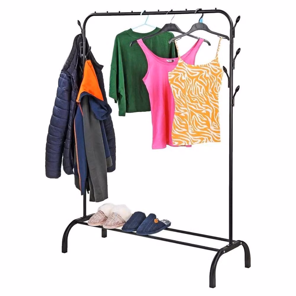 KORVIXA Heavy Duty Metal Clothes Rail Rack in Matt Black, W/H: 80 x 148 cm – 2