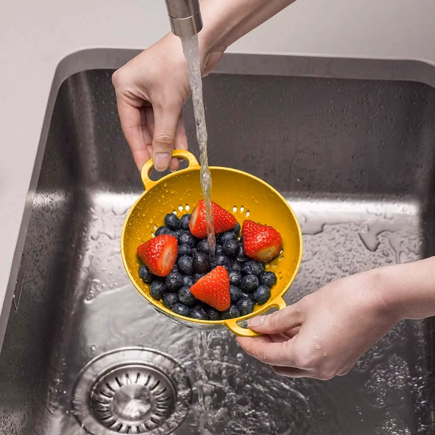 Zeal Melamine Colander with Handles, Yellow, Diameter: 15 cm – 2