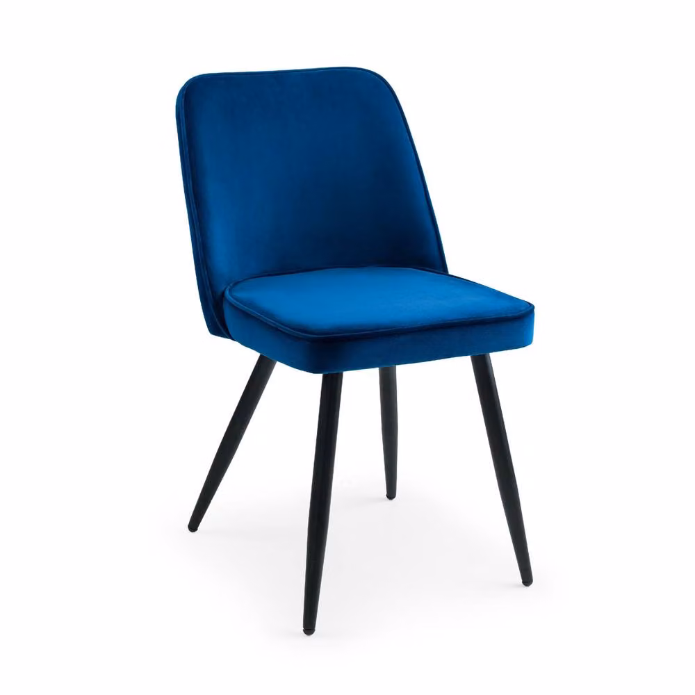 Cheshire Kingsley Set of 2 Modern Blue Velvet Upholstered Dining Chairs – 2