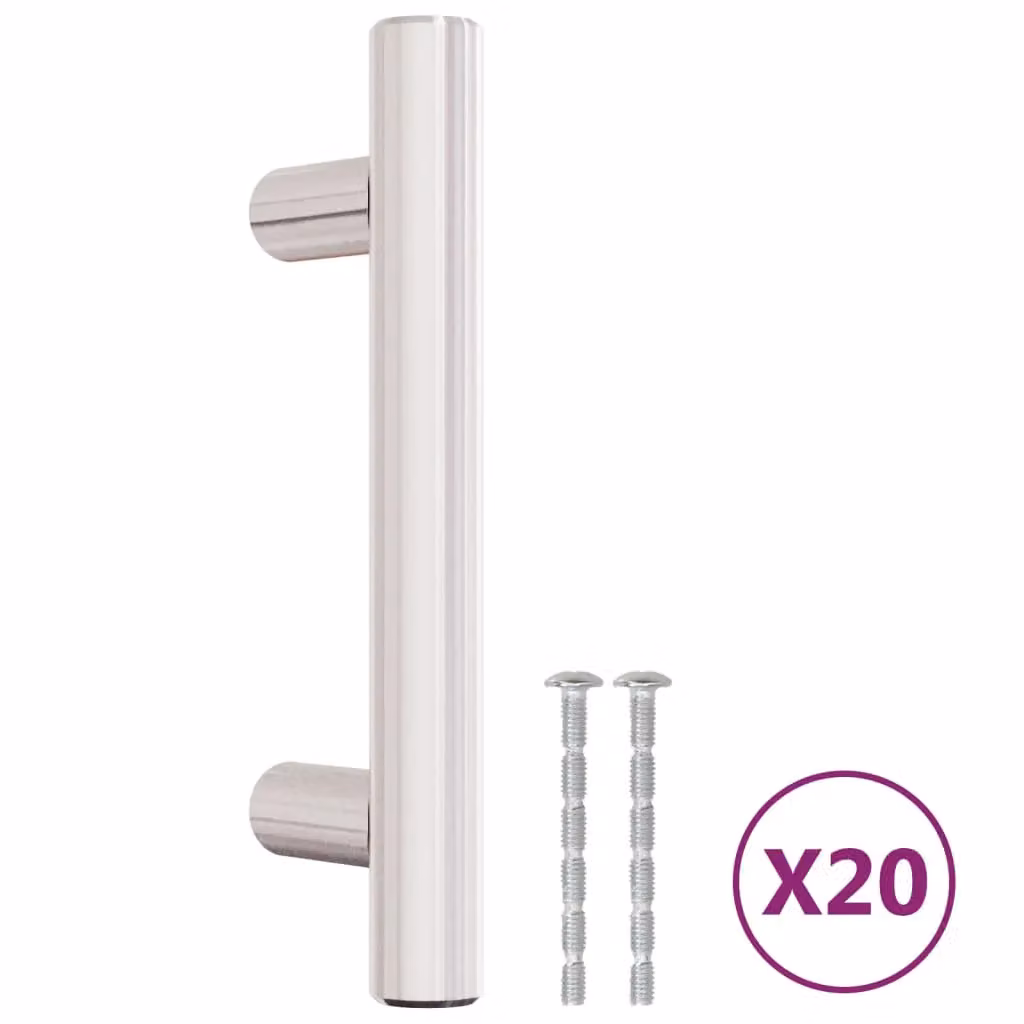 Berkfield Home Brushed Silver Stainless Steel Bar Cabinet Handles, 20 Pack, 64 mm – 2