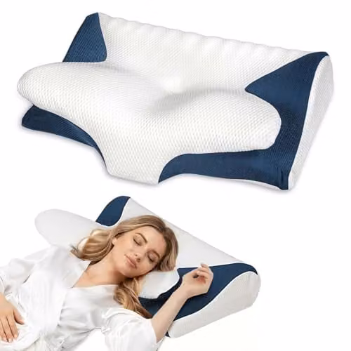 Lavio Cervical Contour Memory Foam Pillow for Neck and Shoulder Pain Relief, Firm Support for Side, Back and Stomach Sleepers, with Removable Washable Cover – 1