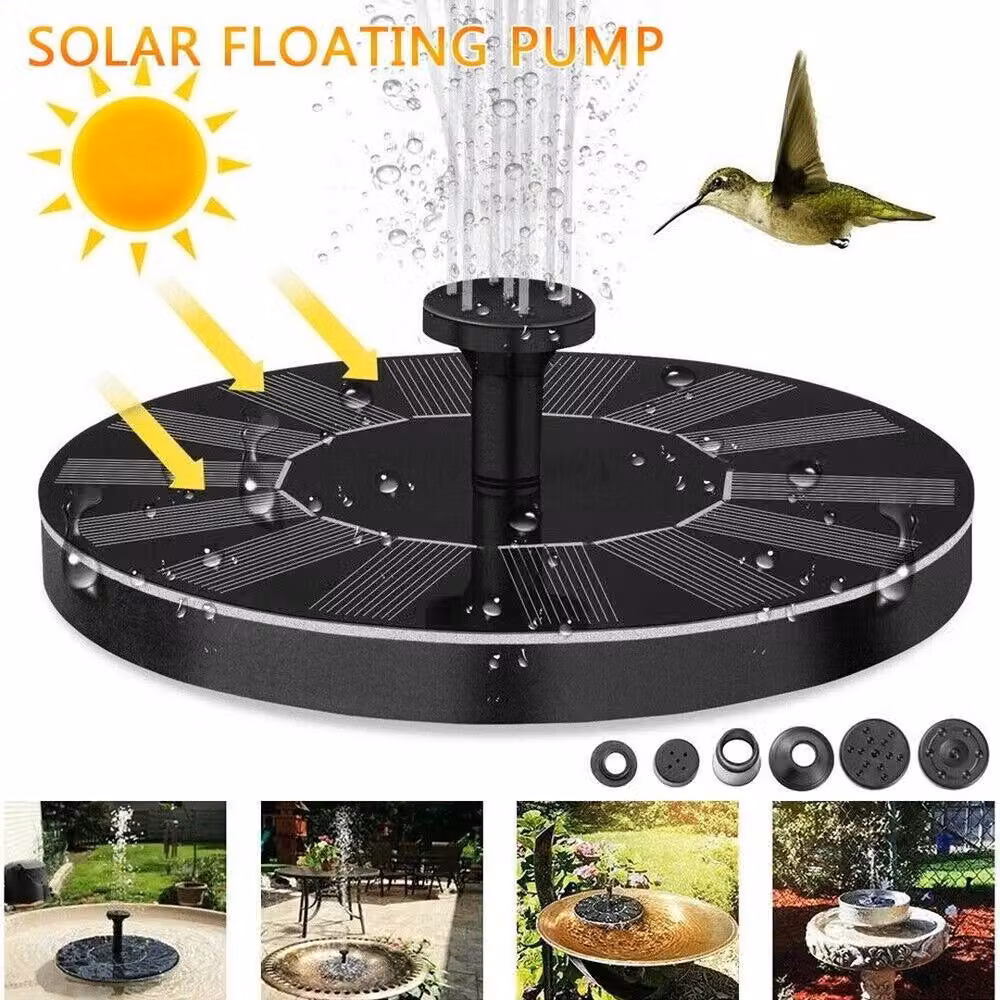 FLAVORA Floating Solar Fountain Pump with RGB LED for Pools, Bird Baths and Ponds, Black – 3