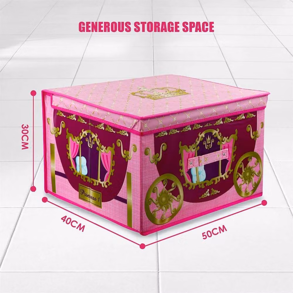 FLAVORA Large Collapsible Fabric Storage Box and Toy Chest in Pink, W/D/H: 50 x 50 x 50 cm – 2