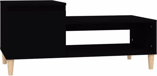 Berkfield Home Black Rectangular Coffee Table in Engineered Wood W/D/H: 100 x 50 x 45 cm