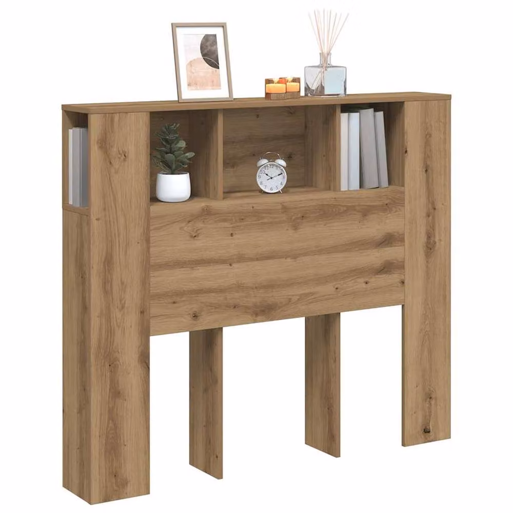 Berkfield Home Artisan Oak Headboard Cabinet in Brown, W/D/H: 120 x 19 x 104.5 cm – 3
