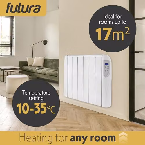 Futura 1500W White Wall Mounted Convector Electric Panel Heater with Timer and Frost Protection – 4